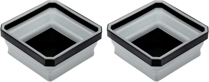 HARFINGTON 2Pcs Collapsible Magnetic Parts Tray Foldable Tool Trays Square Small Metal Parts Organiser for Fixing Screw Bolts Nuts Washers Pins, Grey