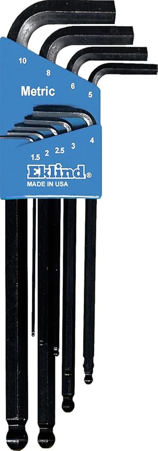EKLIND 13609 Ball-Hex-L Key allen wrench - 9pc set Metric MM sizes 1.5-10 Long series