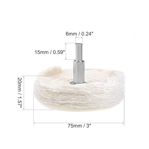 uxcell 3-Inch Buffing Polishing Pad Wheel Cotton with 1/4-inch Handle for Manifold Aluminum Stainless Steel Chrome 6 Pcs