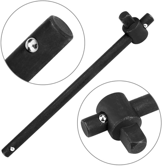 Walfront Sliding Wrench Breaker Bar T Handle Socket Wrench Heavy Duty Steel With Ergonomic Design (1/2", 357g/12.6oz)