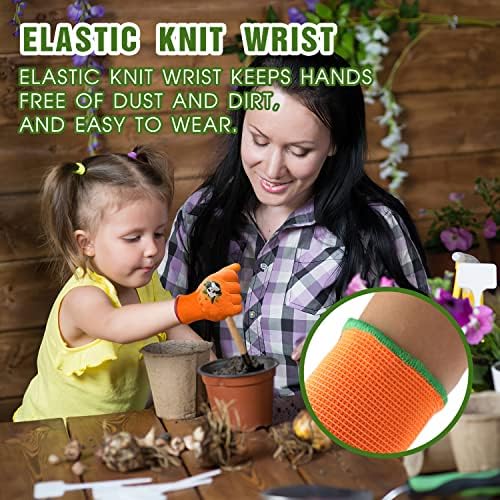 HANDLANDY 3 Pairs Kids Gardening Gloves, Grippy Kids Work Gloves, L