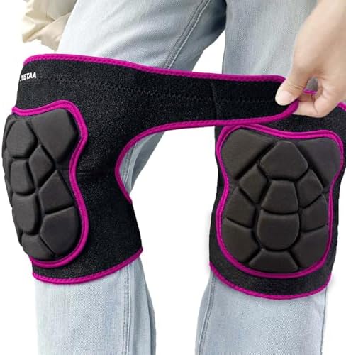 Men/Women Knee Pads, Adjustable Flexible Foam Padding, Rose Red L (1 Pair)