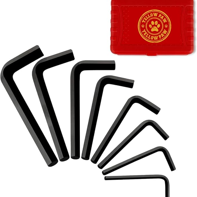 Yellow Paw Jumbo Allen Wrench Set (8 Pack - Extra Large Hex Key Set) Sizes 1/4, 5/16, 3/8, 7/16, 1/2, 9/16, 5/8, 3/4
