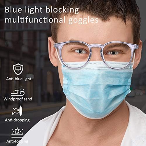 2 Pairs Anti Fog Safety Goggles Protective Glasses Blue Light Blocking Eyeglasses for Men Women