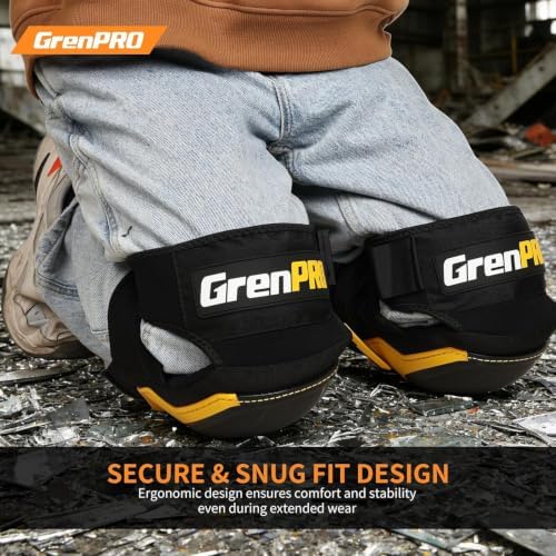GRENPRO Heavy Duty Knee Pads for Men, Gel Foam, TPR Shell, Construction