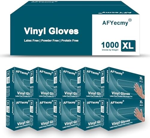 Clear Vinyl Gloves, Powder-Free & Latex-Free, Disposable Cleaning Gloves, 5 Mil, 1000 Count, X-Large