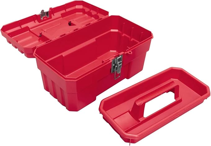 Akro-Mils 09514 ProBox 14-Inch Plastic Toolbox for Tools, Hobby or Craft Storage Toolbox with Removable Tray, 14-Inch x 8-Inch x 8-Inch, Red, 6-Pack