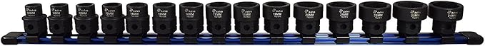 Astro Tool 78215 15-Piece 1/2" Drive Low Profile Nano Impact Sockets - Metric