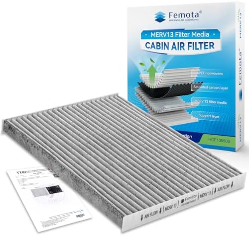 Tested MERV 13 Cabin Air Filter with Activated Carbon, CF10550 for Nissan Rogue (2008-2013), Rogue Select (2014-2015), Sentra (2007-2012).