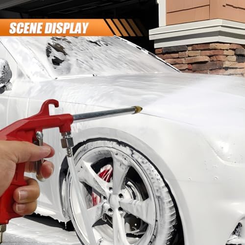 Car Air Engine Cleaning Spray Gun, High Pressure Air Nozzle Blow Gun with 4Ft Hose, Pneumatics Dust Cleaner Sprayer Tool, Siphon Vehicle Engine Bay Wash Spray Kit(Straight)