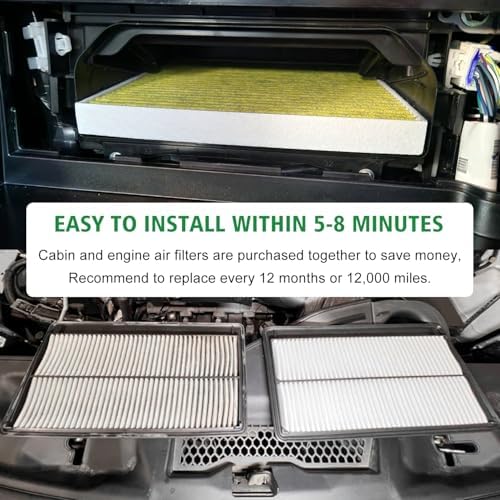 Capume 2PCS Cabin Engine Air Filter JM802 JM726A Kits Fits for MDX 3.5L 2022-2026, Pilot 3.5L 2023-2026, Replacement for CF11182, 80292-TF0-G01, 1722061AA00