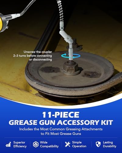 OMT Grease Gun Accessory Kit, 11 Piece Grease Gun Coupler Set