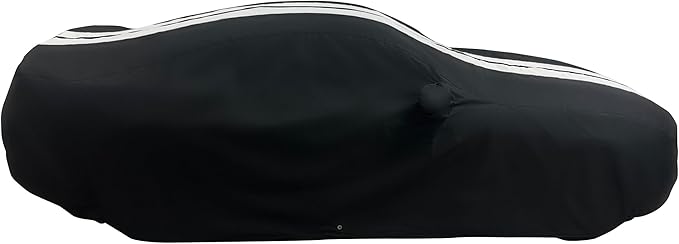 SR1 Performance USA Ultraguard Plus Mustang Car Cover 2005–2026 - Custom Fit Ford Mustang, Water Resistant Breathable 300D, Indoor/Outdoor UV Weather Protection (Black with Gray Stripes)