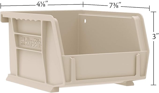 Akro-Mils 30220 AkroBins Plastic Storage Bins, Space-Saving Stackable Bins for Garage, Pantry, Craft Organization, 7" x 4" x 3", Green, 24-Pack