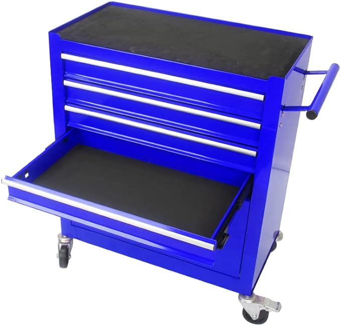 4 Drawer Tool Cart on Wheels, Rolling Tool Cart, Heavy Duty Utility Industrial Service Cart Storage Organizer with Locking System，Drawers Rolling Tool Box Organizer Tool Case for Garage, Repair Shop