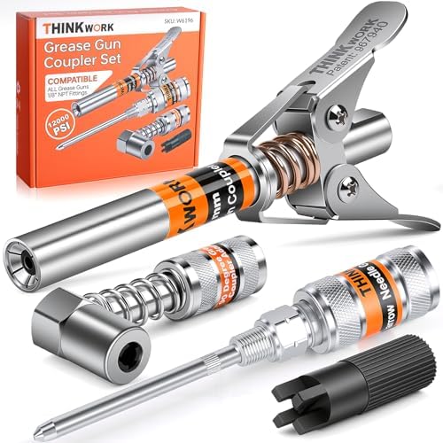 THINKWORK Grease Gun Coupler Set with 90°Grease Coupler Adaptor