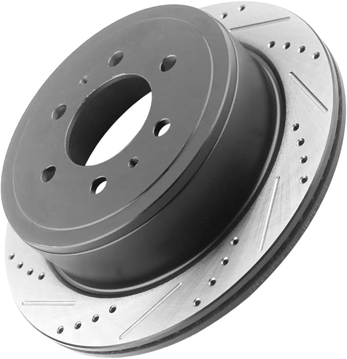 Rear Brake Rotors and Pads Kit Compatible with 2004-2011 Ford F-150, 2006-2008 Lincoln Mark LT Drilled and Slotted E-Coating Disc Brake Rotors Ceramic Brakes Pads