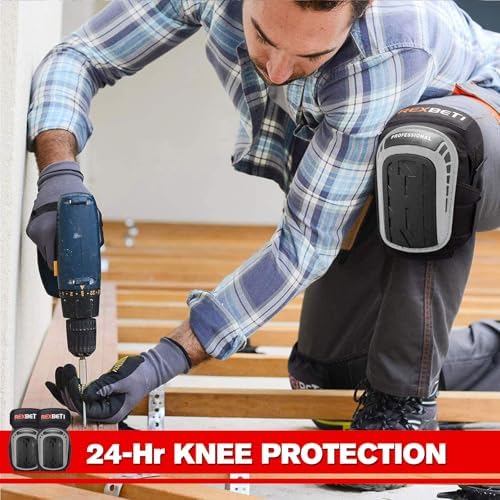 REXBETI Knee Pads for Men, Anti-slip Construction Gel Knee Pads for Work