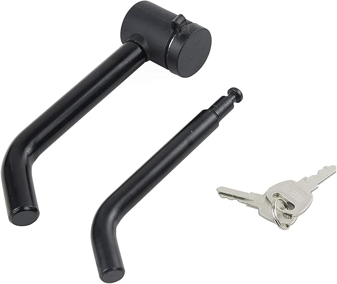 TOPTOW 63530 Trailer Hitch Receiver Lock, Right Angle Dual Pins 1/2" & 5/8" Diameter, Heavy Duty Bent Locking Pin, Black