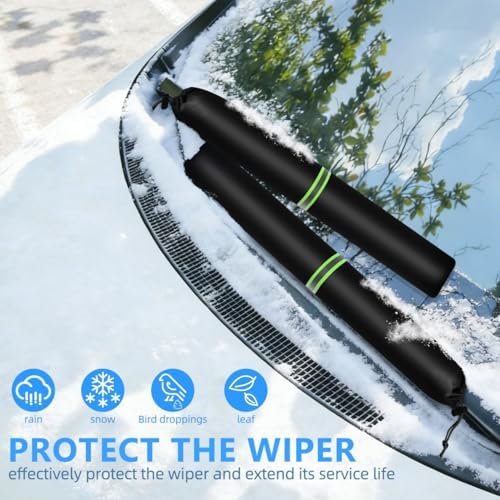 4Pcs Wiper Blade Protectors, 25.5x3.9in Polyester Car Windshield Wiper Covers, 210D Waterproof Rain and Bird Droppings RV Windshield Cover for Cars SUVs and Trucks