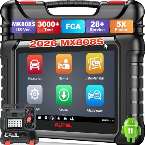 Autel Scanner MaxiCheck MX808S, 2026 Bidirectional OBD2 Scan Tool US Ver. of MaxiCOM MK808S MK808Z, 3000+ Active Test 11OS as MK900 MK900BT MX900, 28+ Service for 200+ Brands, OE All Diagnostic, FCA