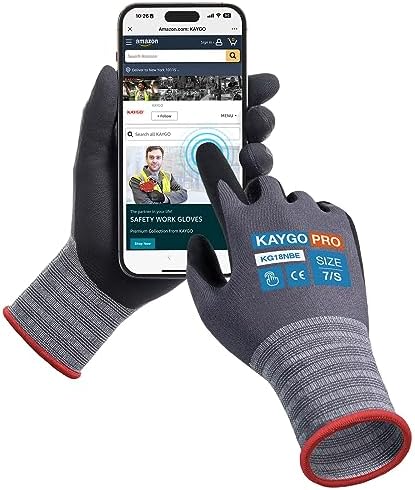 KAYGO Work Gloves, MicroFoam Nitrile Coated, Touchscreen, KG18N