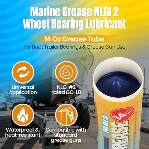 Calvana Marine Grease Tube 14Oz, Waterproof High Temperature Wheel Bearing Grease Lubricant, NLGI 2 Grade, for Boat Trailer Bearings, Grease Gun, Automotive, Truck, RV
