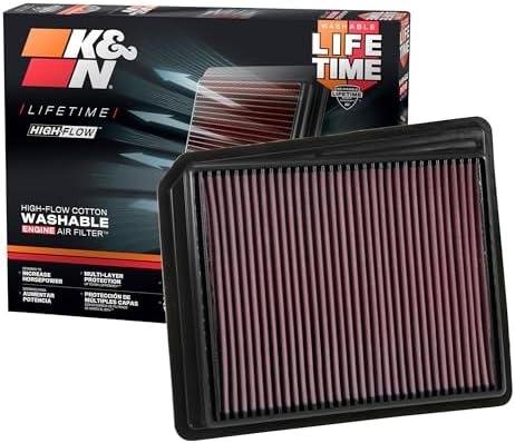 K&N High-Flow Original Lifetime Engine Air Filter: Increase Power: Premium, Washable: Compatible with 2017-2024 NISSAN: Titan, 33-5062