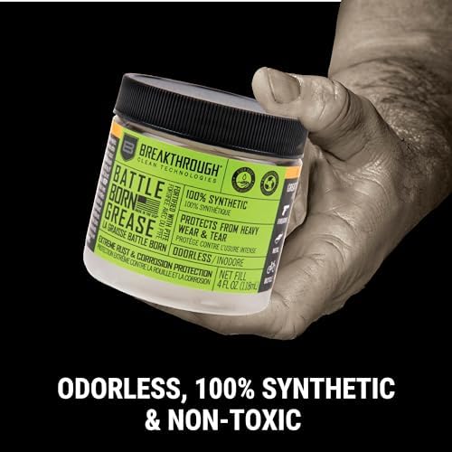 Breakthrough Clean Battle Born Gun Grease - Gun Lubricant Fortified with PTFE - Rust and Corrosion Protection for Firearms - Care and Maintenance for Rifles and Handguns - 4 Fl Oz Jar
