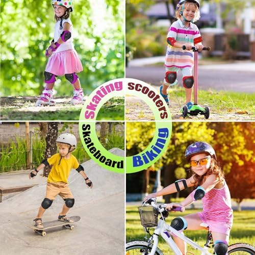 Kids/Youth Knee Pads Elbow Pads for 3-14Years Boys Girls 6 in 1 Kids Protective Gear Set Adjustable for Skating Cycling Bike Rollerblading Scooter Roller Skates