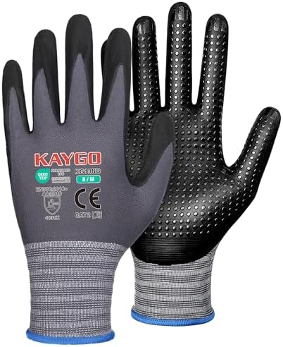 KAYGO MicroFoam Nitrile Coated Work Gloves, Non-Slip Micro-Dots, KG19N