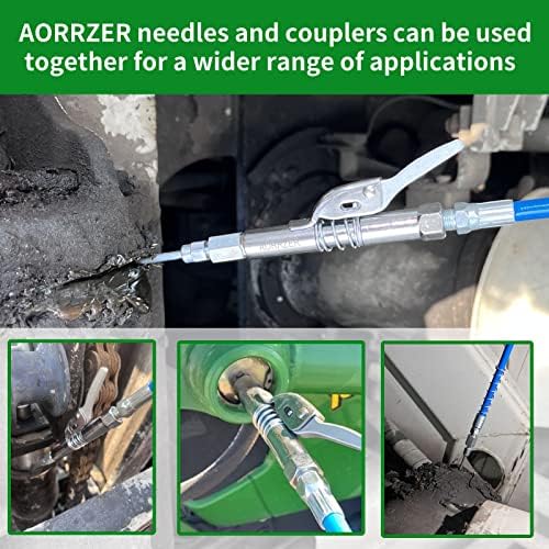 Grease Gun Needle Tip & Grease Gun Coupler Set,Upgrade Narrow Needle Dispenser for Grease Gun, Grease Zerk Fittings Compatible with All Grease Guns 1/8" NPT Threads