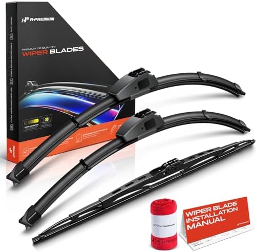 A-Premium 24"+22"+18" Windshield Wiper Blades with Wear Indicator & Towel