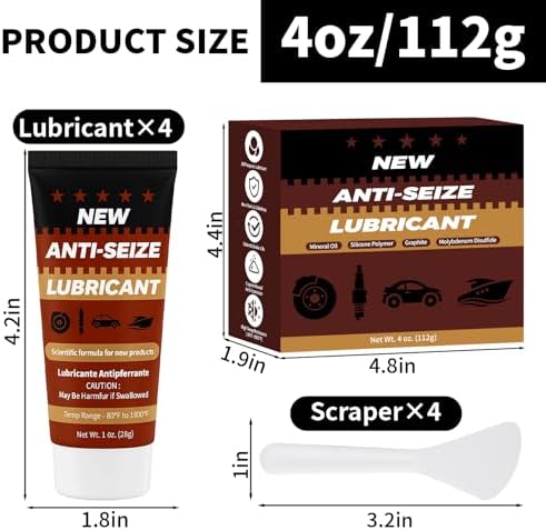 Copper Anti-Seize Brake Caliper Grease & Thread Lubricant - High Temp Copper Antiseize Compound Prevents Noise, Seizes - Use for Brake Pins, Bolts, Spark Plugs, Automotive Application - 1oz Tube 1Pack