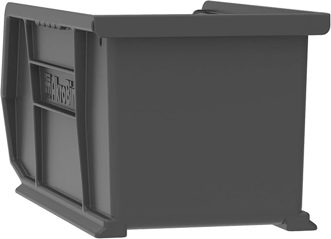 Akro-Mils 30237 AkroBins Plastic Storage Bins, Space-Saving Stackable Bins for Garage, Pantry, Craft Organization, 9" x 6" x 5", Black, 12-Pack