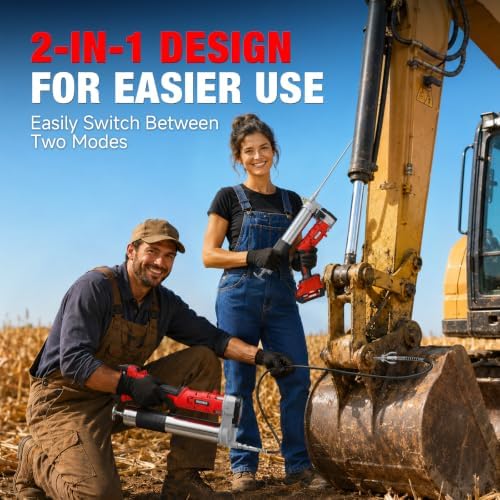 Alloyman 2-in-1 Cordless Grease Gun Kit, Upgraded 12000 PSI,2*4.0Ah battery