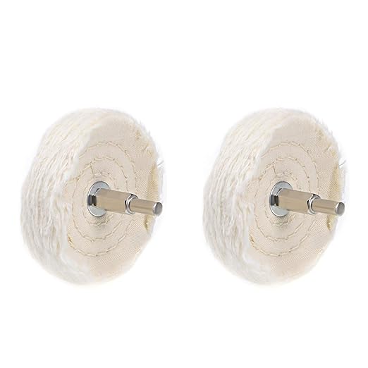 uxcell 3-Inch Buffing Polishing Pad Wheel Cotton with 1/4-inch Handle for Manifold Aluminum Stainless Steel Chrome 2 Pcs