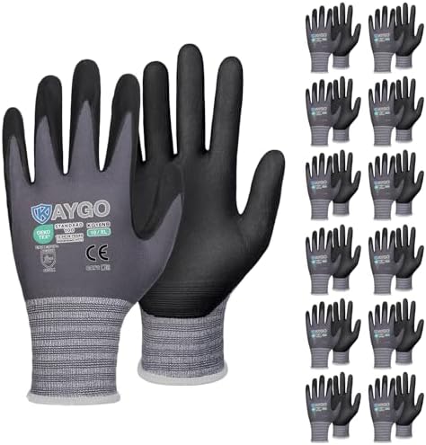 KAYGO Safety Work Gloves, MicroFoam Nitrile Coated, Men Women,KG18N