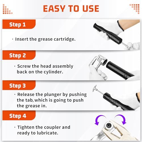 FIXSMITH Mini Grease Gun,Pistol Grip Grease Gun with 6.6 inch Rigid Pipe