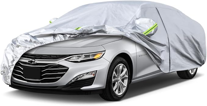 Koukou 6 Layers Car Cover Custom Fit Chevy Malibu from 2016 to 2025, Waterproof All Weather for Automobiles, Sun Rain Dust Snow Protection. (Ships from US Warehouse, Arrive Within 3-7 Days)