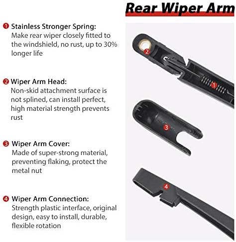 OTUAYAUTO 28780EL000 Rear Wiper Arm Blade Set - Replacement for 2007-2012 Nissan Versa