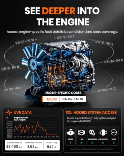 ANCEL HD7000 Heavy Duty Truck Scanner with DPF Regen, Speed Limit/Idle Reset, Service Reset, Professional Diesel Diagnostic Tool for Cummins, Detroit, Caterpillar, PACCAR, Volvo, Mack & International