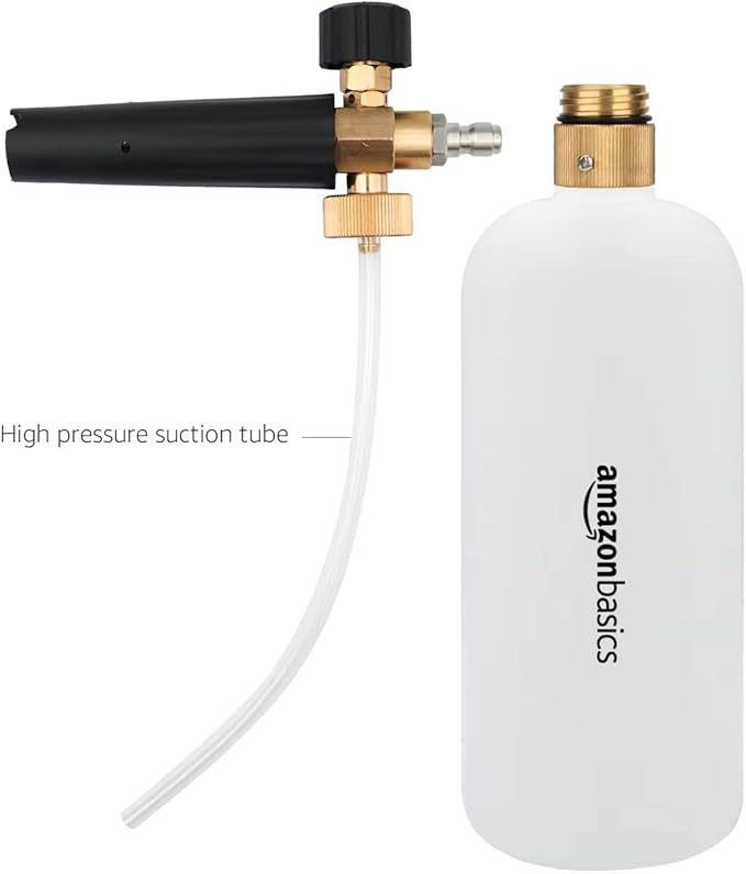 Amazon Basics Foam Cannon with 1/4-Inch Quick Connector for Pressure Washer, Snow Foam Lance for Car Washing, Adjustable Nozzle, 33-Ounce (1 Liter)
