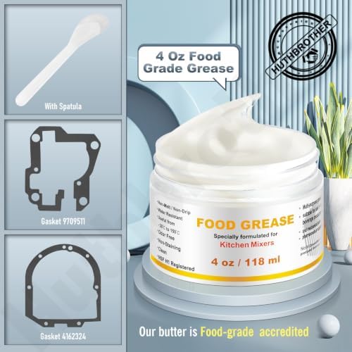 4 Oz Food Grade Grease for Kitchen Aid Stand Mixer - by Huthbrother, Universally for Kitchen Stand Mixer, Mixer Gear Attachments, Include Gasket 9709511 4162324 with Spatula