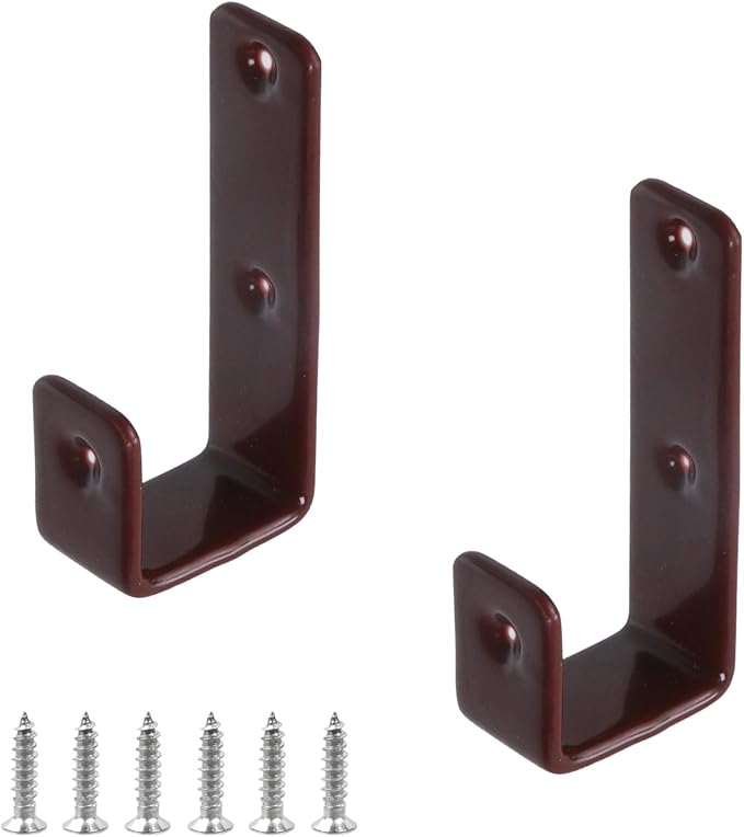 Coshar 2Pcs Stainless Steel J Hooks Coffee Color 1 Inch Heavy Duty Hook Bracket for Bed Decor, Garage Storage, Cable Tool Organization - Coffee Color 1 Inch
