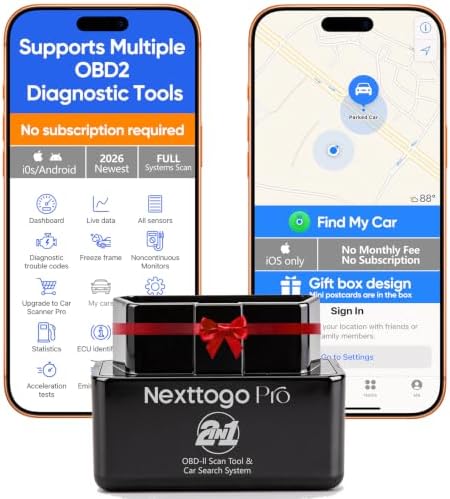 2-in-1 OBD2 Scanner & Locator, Diagnose Engine + Track Car, No Subscription, Bluetooth Car Code Reader for iOS & Android
