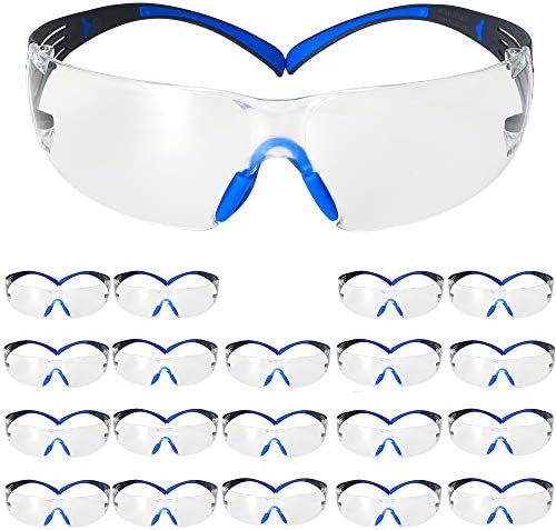 3M Safety Glasses, SecureFit 400, Clear Lens, Blue/Gray Frame