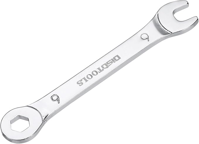 HARFINGTON Thin Combination Wrench Metric 6mm 6-Point Ended Box 15 Degree Offset Open End CR-V Chrome Plated Steel, Silver
