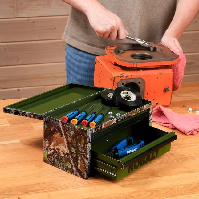 Mini 2-Drawer Steel Tool Box Green Camo