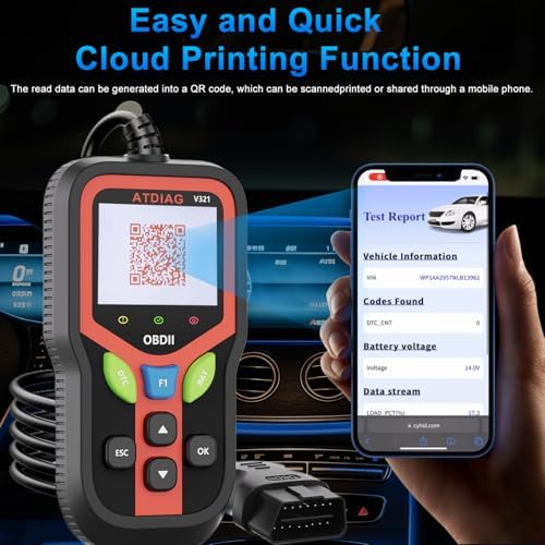 OBD2 Scanner Diagnostic Tool, Check Engine Lights and Clear Vehicle Trouble Code, Battery Start Test, Live Data, Cloud Printing, Freeze Frame, Car Scanner for All OBDII Vehicles Since 1996